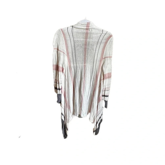 Rachel Zoe Women's Large Pink and Gray Striped Lightweight Cardigan - Picture 5 of 8